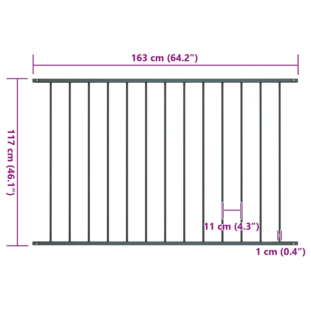 Zaunelement Pulverbeschichteter Stahl 1,7x1,25 m Anthrazit