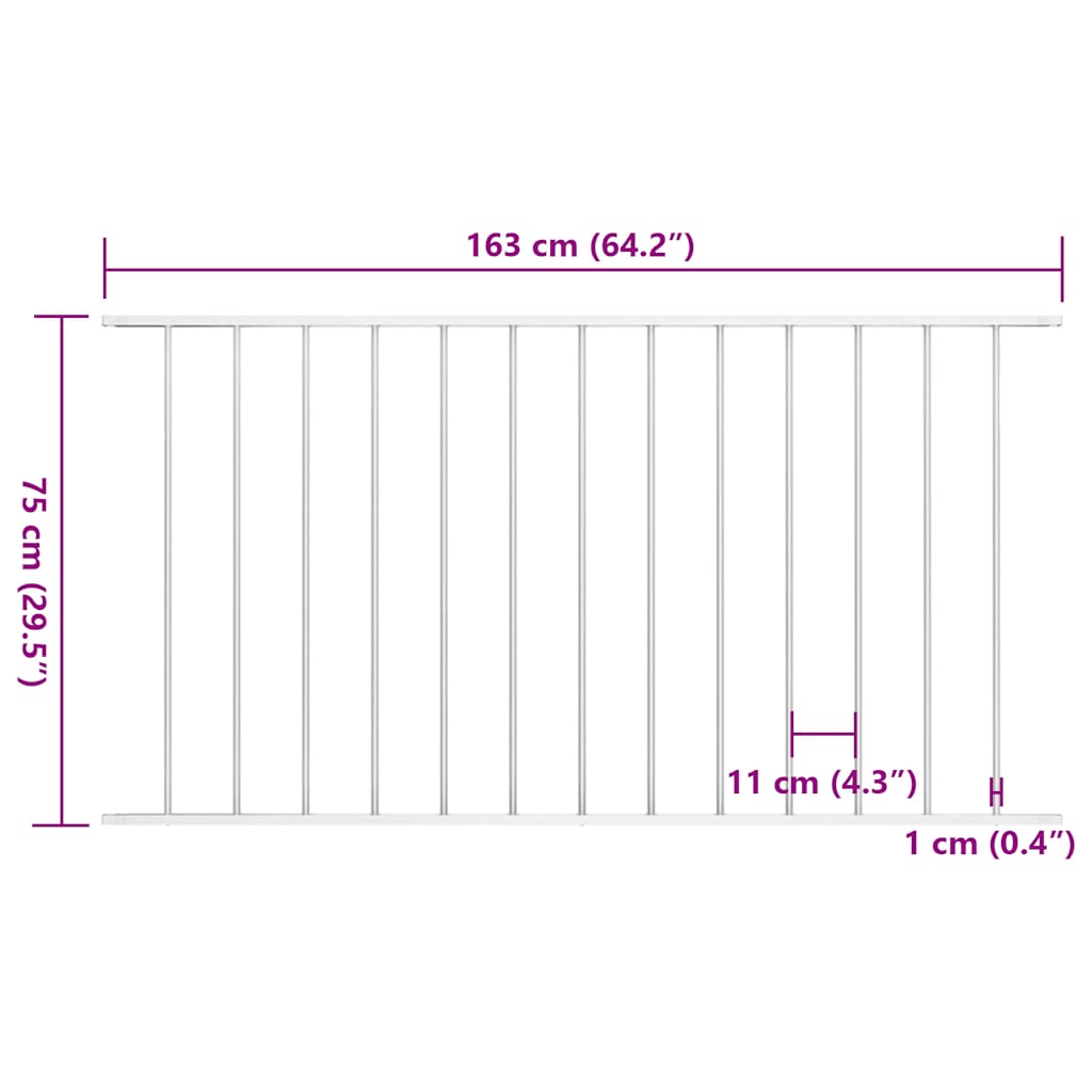 Zaunelement Pulverbeschichteter Stahl 1,7x0,75 m Weiß