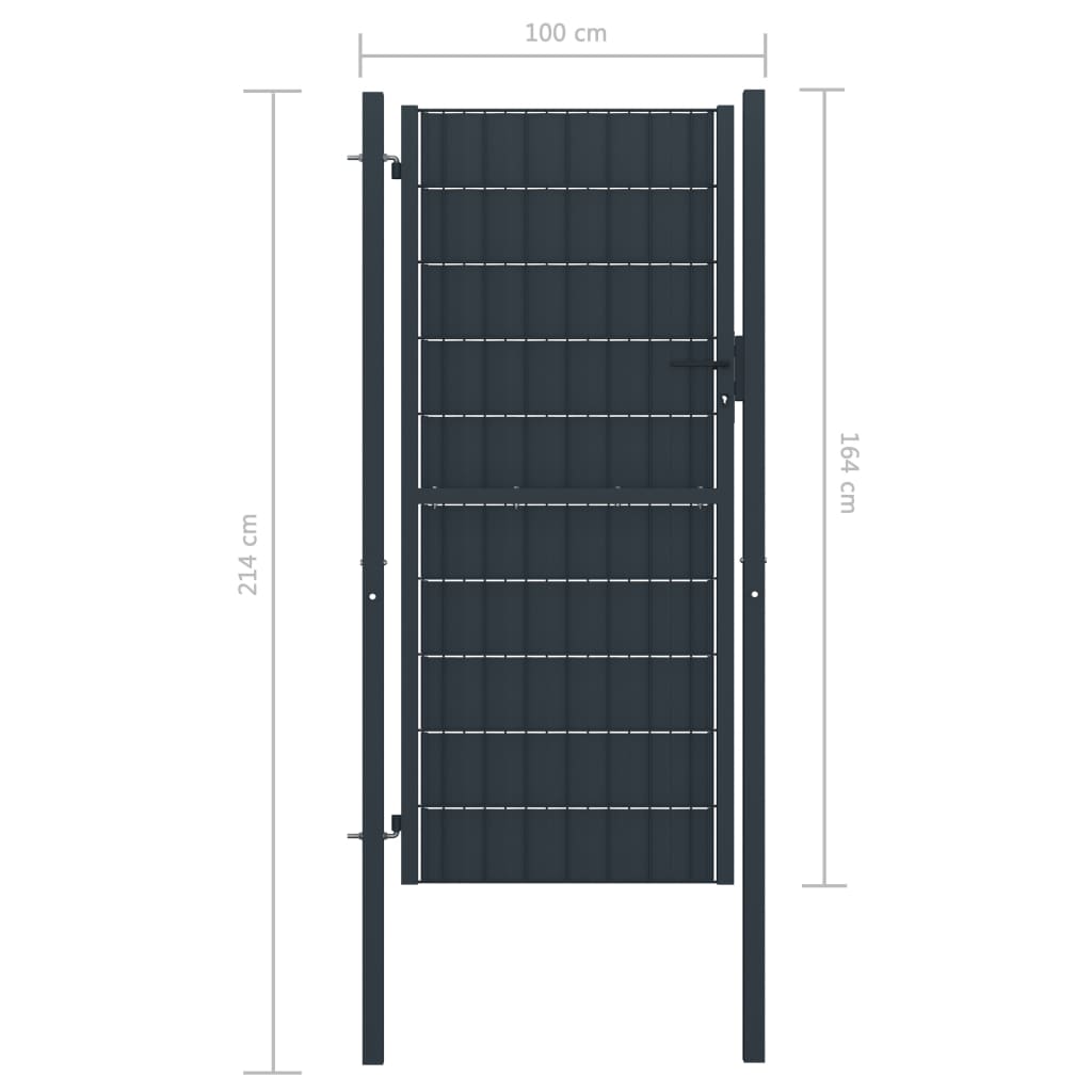 Hegnslåg PVC og Stål 100x164 cm Antracit