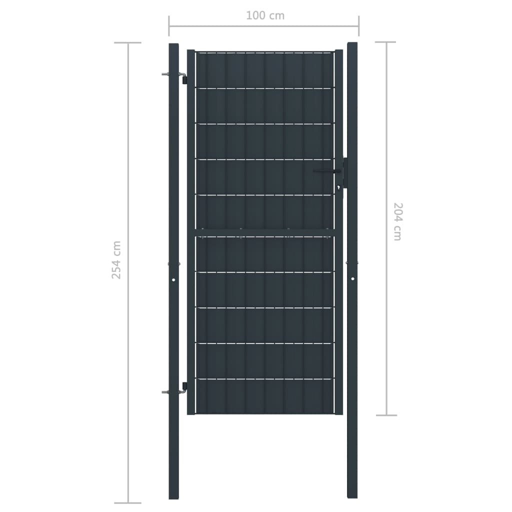 Hegnslåg PVC og Stål 100x204 cm Antracit