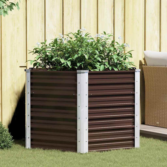 Garten-Hochbeet Braun 129 x 129 x 77 cm Verzinkter Stahl