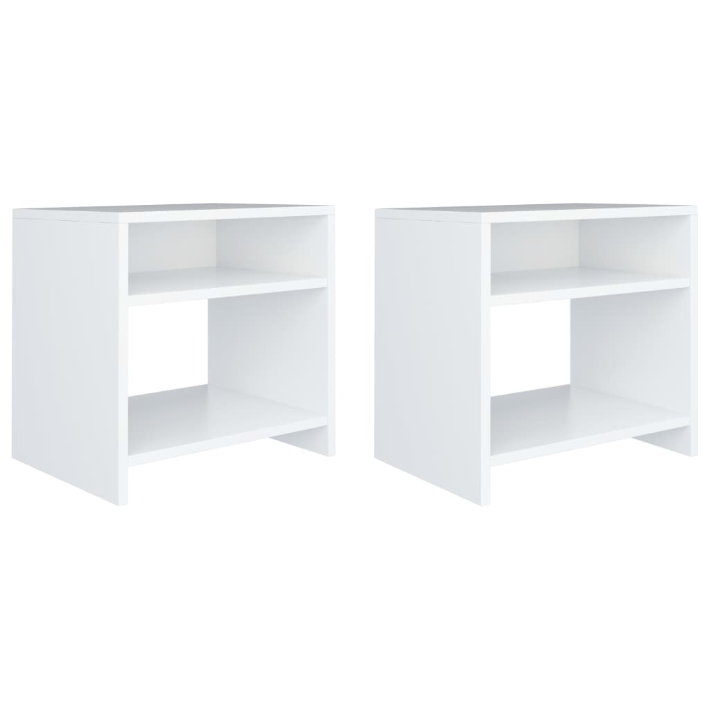 Sengeborde 2 stk Hvidt 40x30x40 cm træmateriale