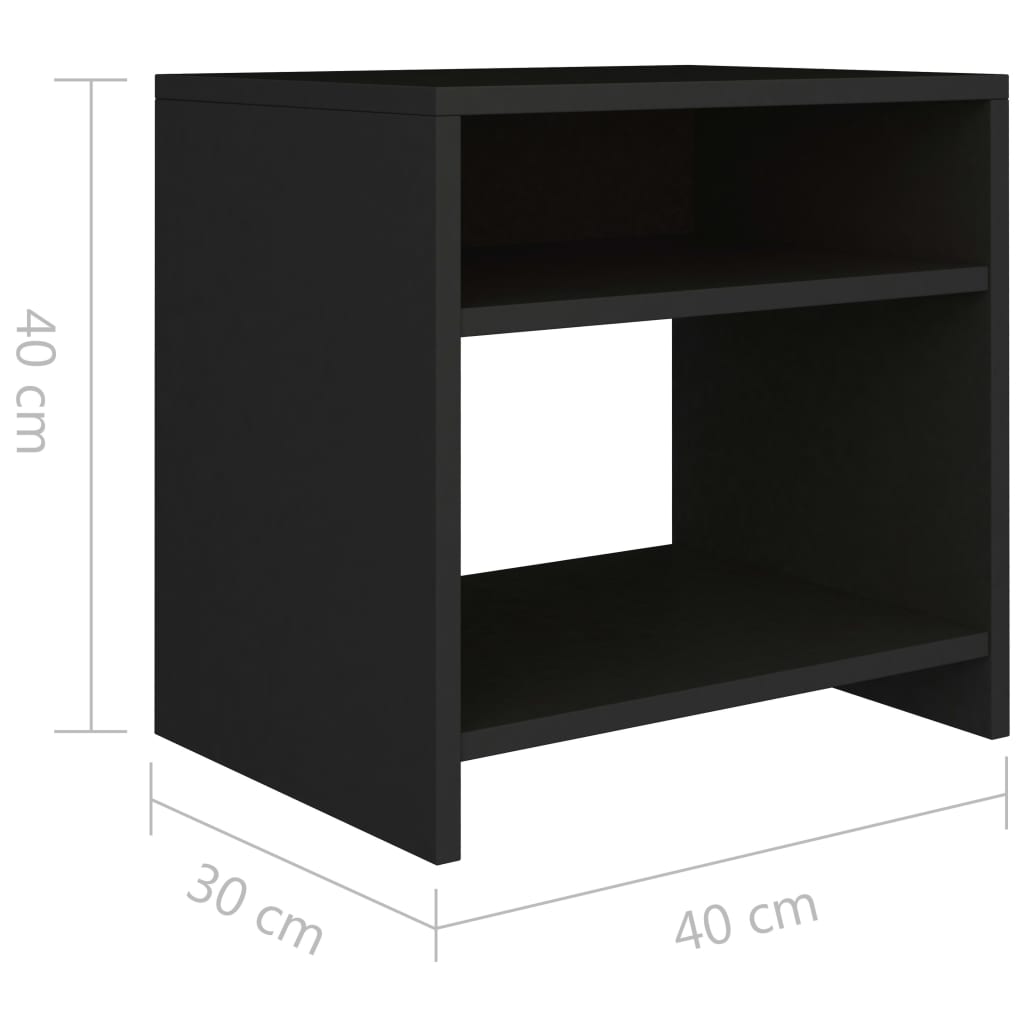 Sengeborde 2 stk Sort 40x30x40 cm træmateriale