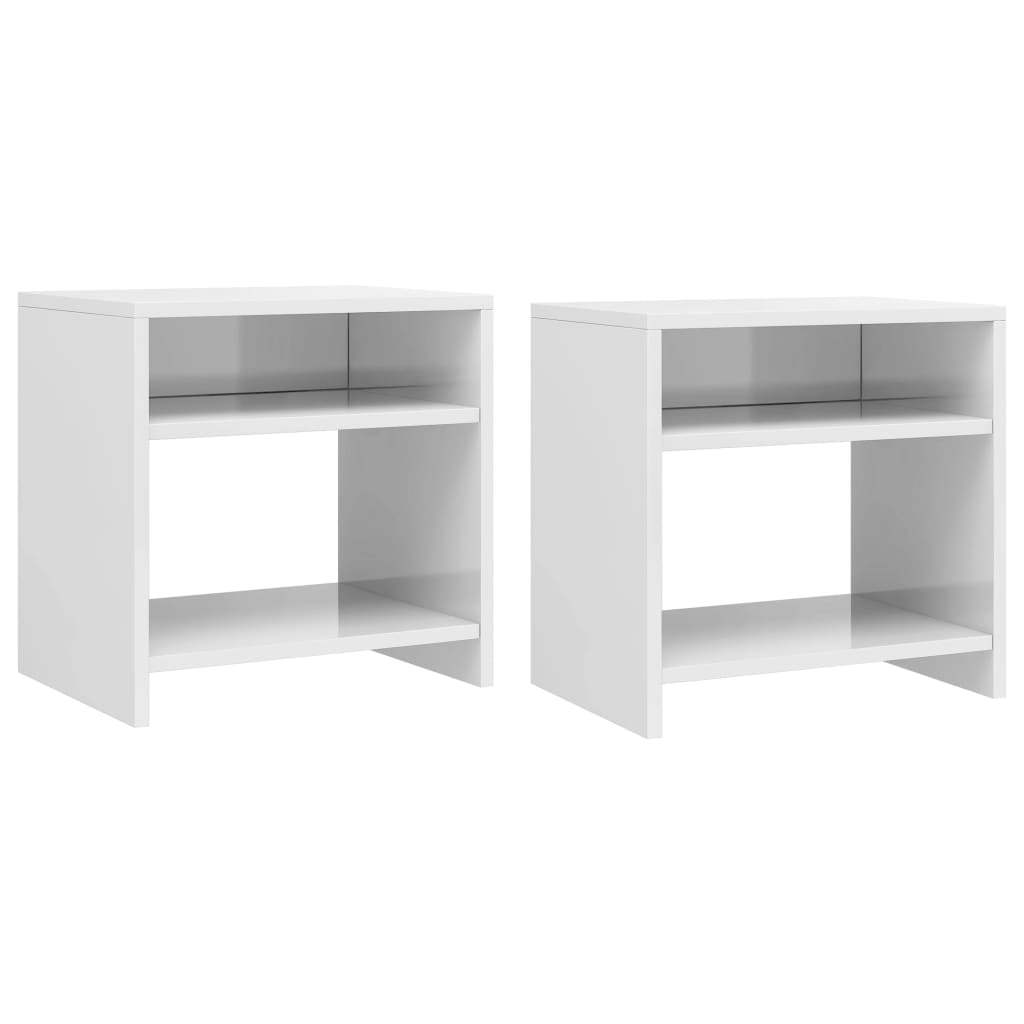 Sengeborde 2 stk Højglans hvid 40x30x40 cm træmateriale