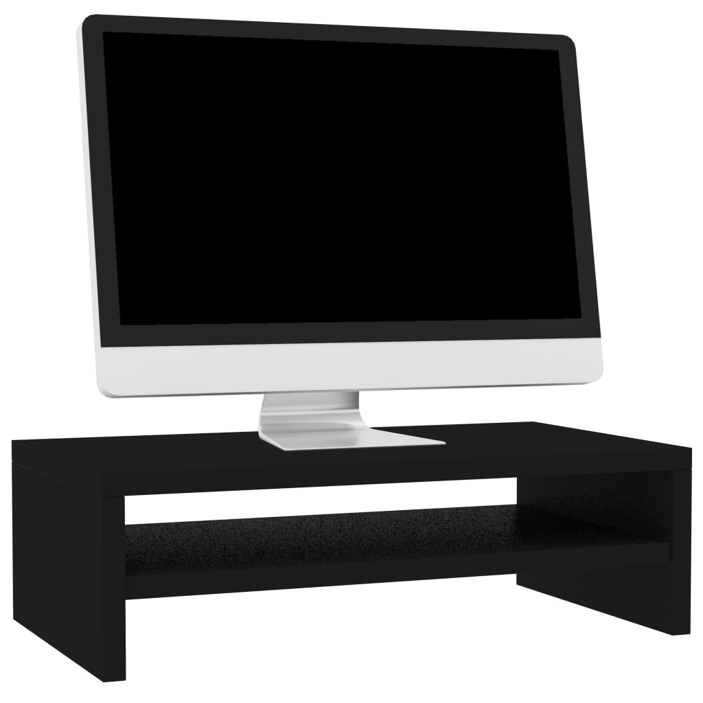Monitorstativ Sort 42x24x13 cm Træmateriale