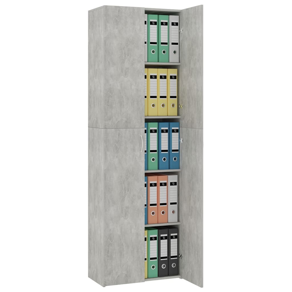 Kontorskab Beton Grå 60x32x190 cm Træ Materiale