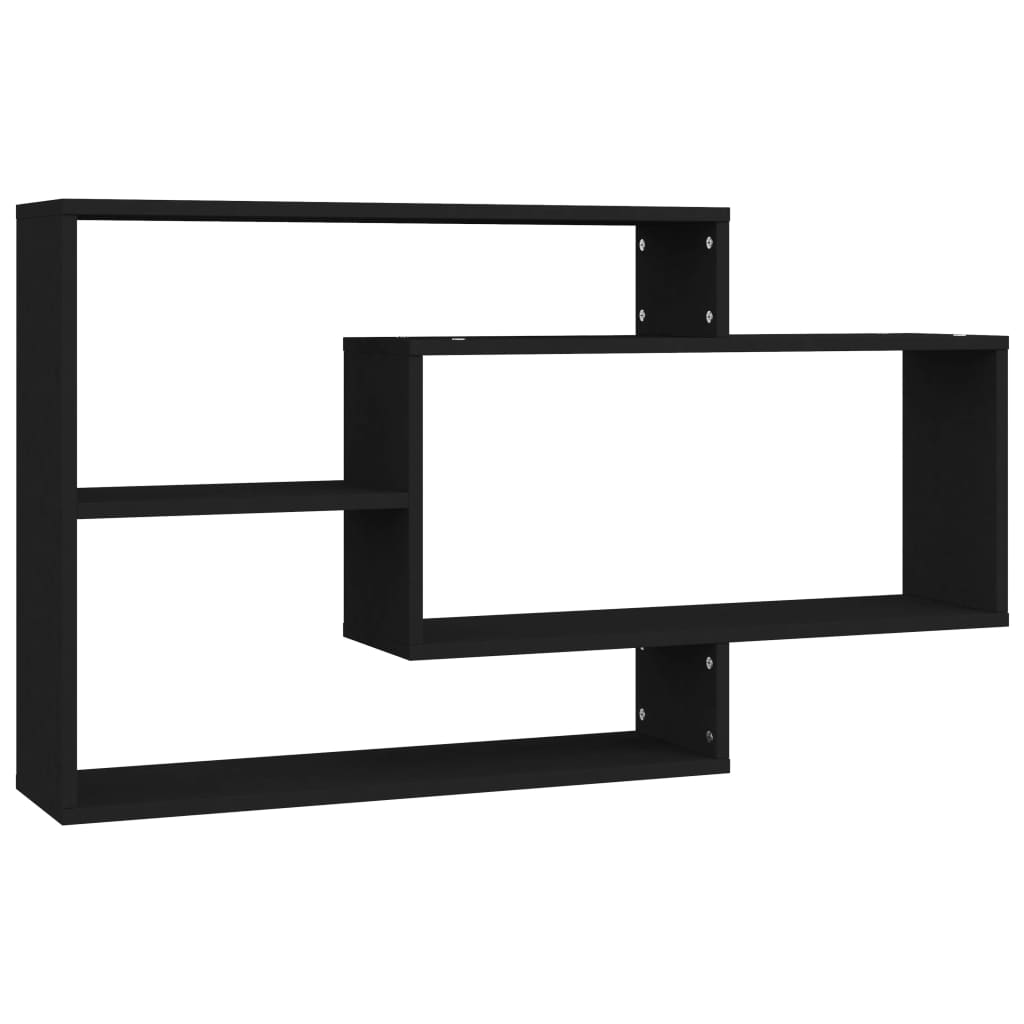 Væghylder sort 104x20x58,5 cm træmateriale