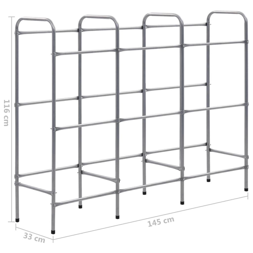 Kistenregal für 9 Kisten Silbern 145x33x116 cm Stahl