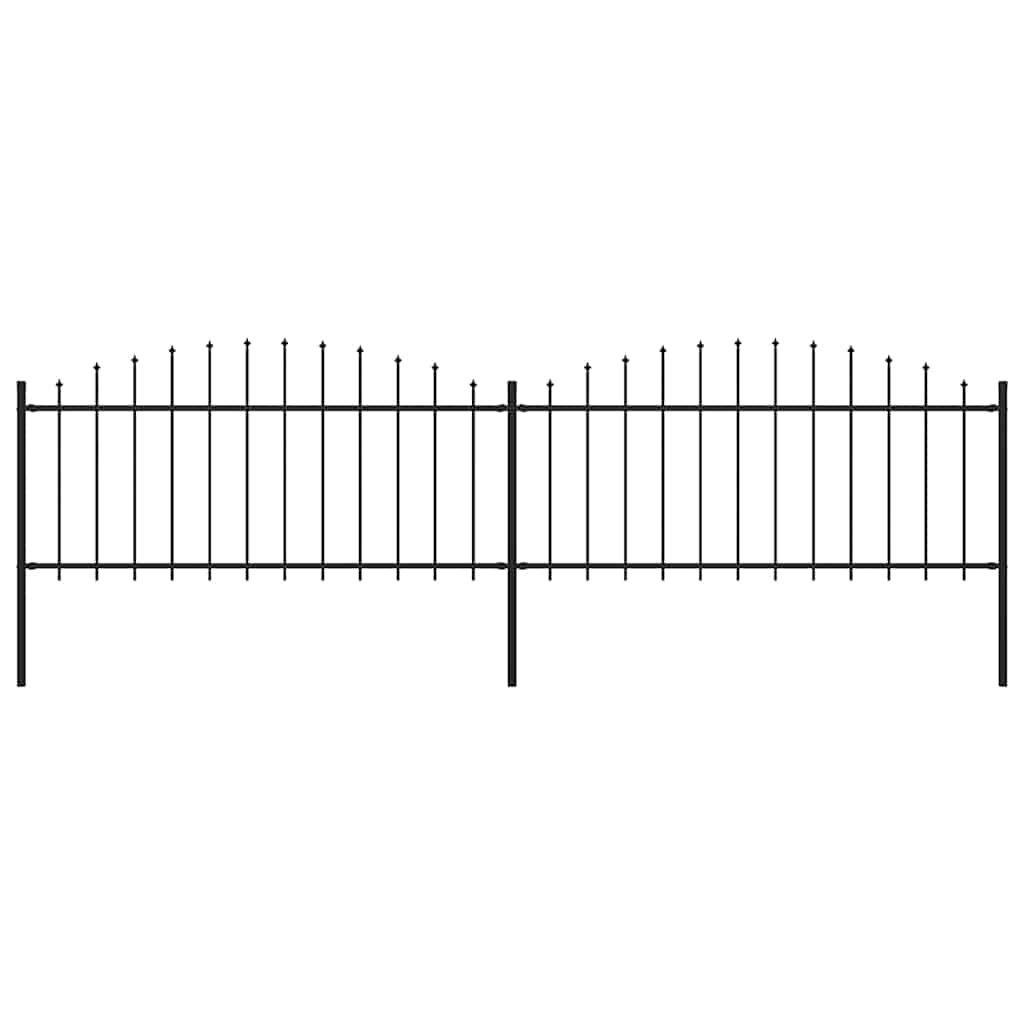 Gartenzaun mit Speerspitzen Stahl (0,5 - 0,75) x 3,4 m Schwarz
