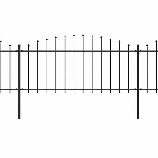 Gartenzaun mit Speerspitzen Stahl (0,5 - 0,75) x 3,4 m Schwarz