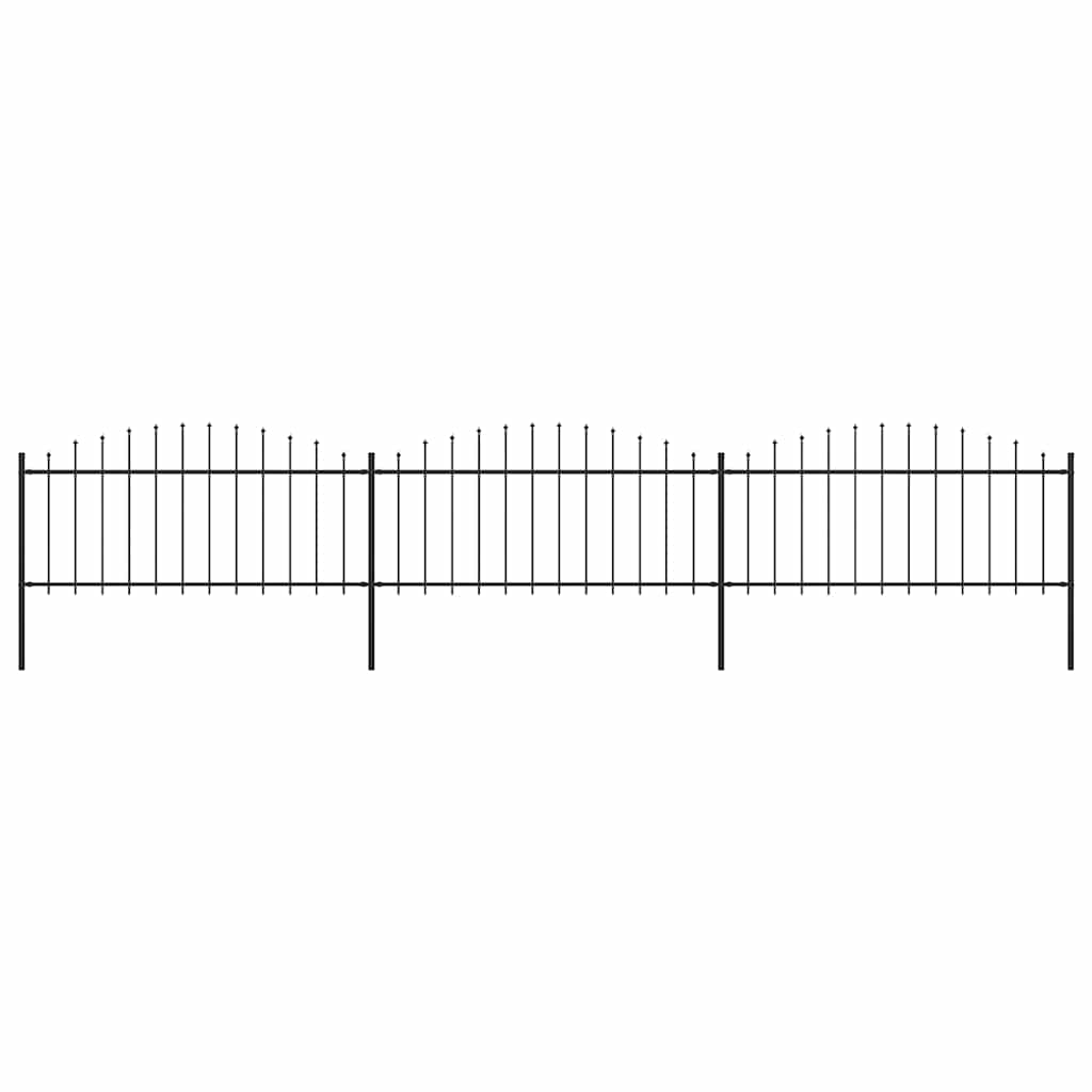 Gartenzaun mit Speerspitze Stahl 537 x 75 cm Schwarz