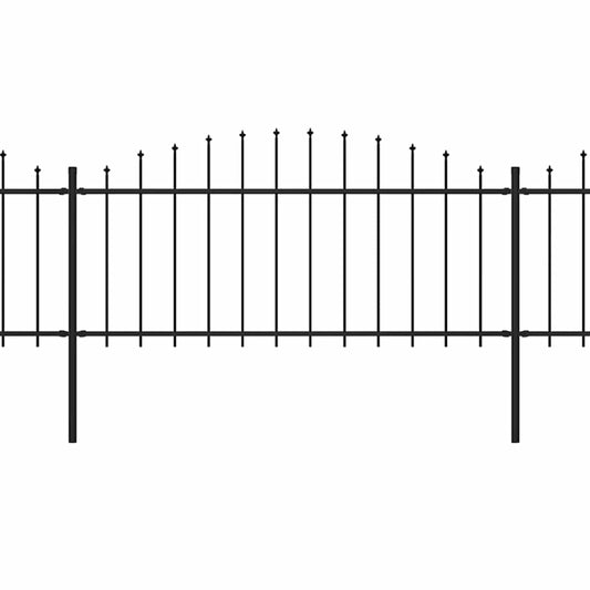 Gartenzaun mit Speerspitzen Stahl (0,5 - 0,75) x 11,9 m Schwarz