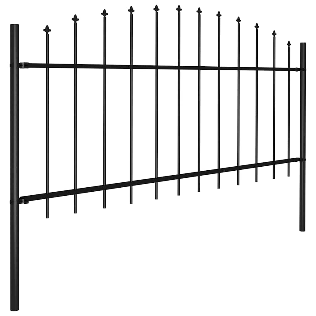 Gartenzaun mit Speerspitze Stahl 1603,5 x 75 cm Schwarz