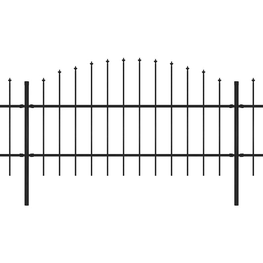 Gartenzaun mit Speerspitze Stahl 714,5 x 100 cm Schwarz