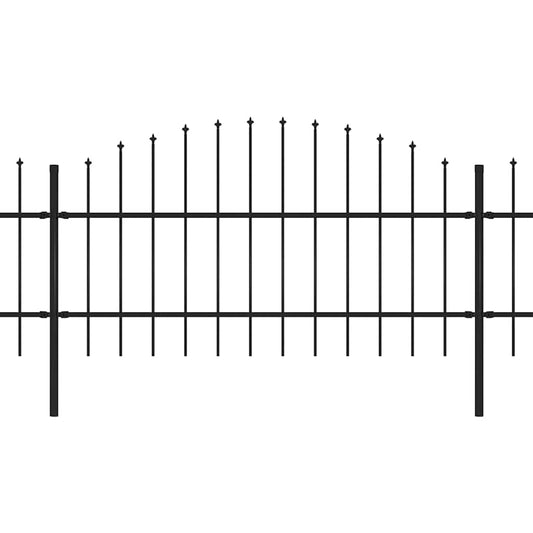 Gartenzaun mit Speerspitze Stahl 1070 x 100 cm Schwarz