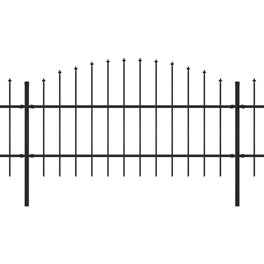 Gartenzaun mit Speerspitze Stahl 1426 x 100 cm Schwarz