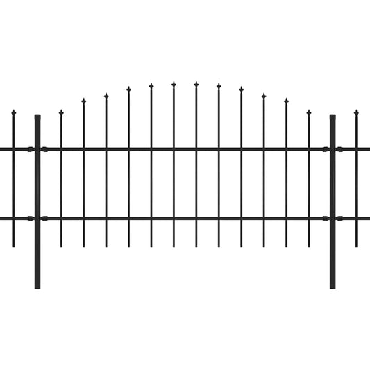 Gartenzaun mit Speerspitze Stahl 1603,5 x 100 cm Schwarz