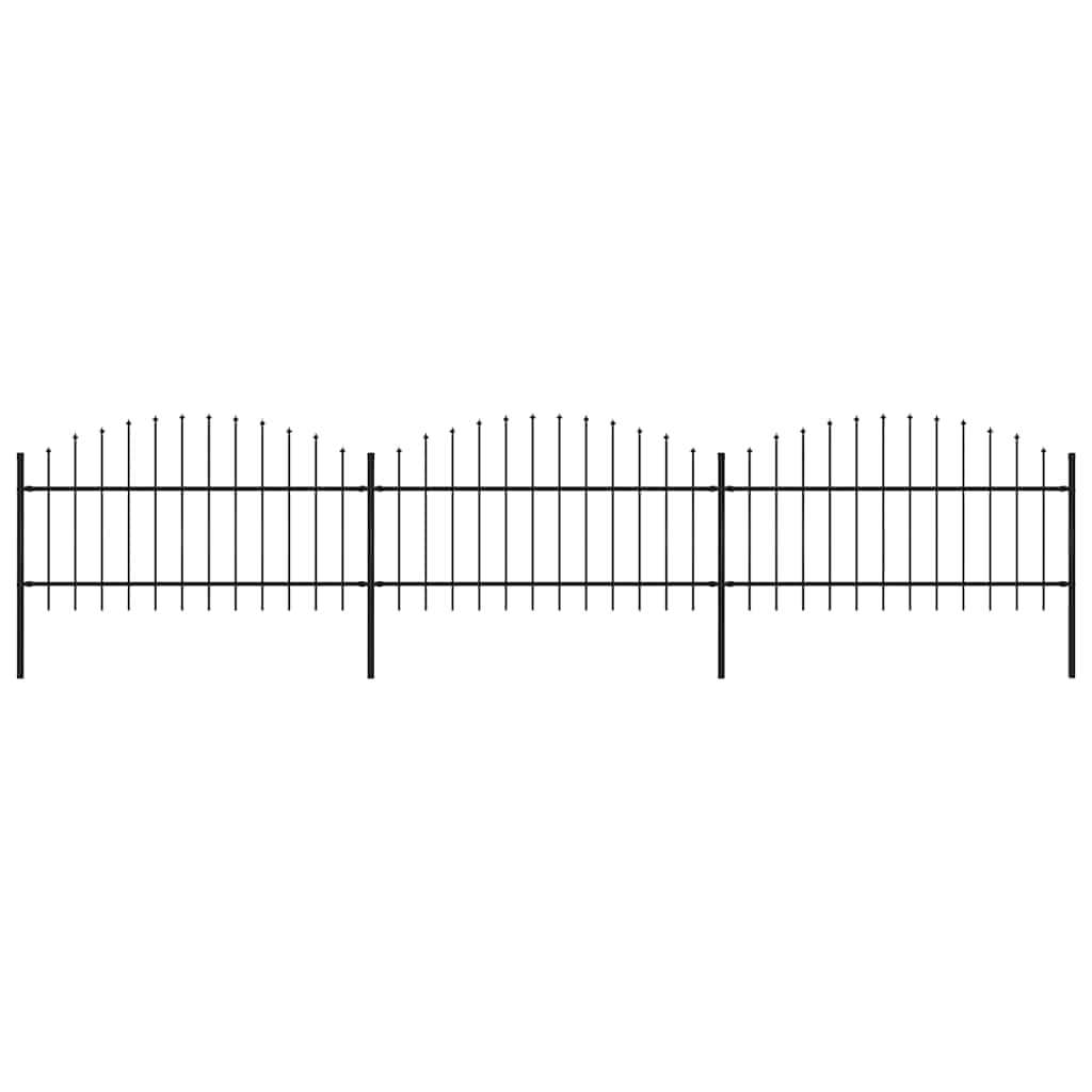 Gartenzaun mit Speerspitze Stahl 537 x 125 cm Schwarz