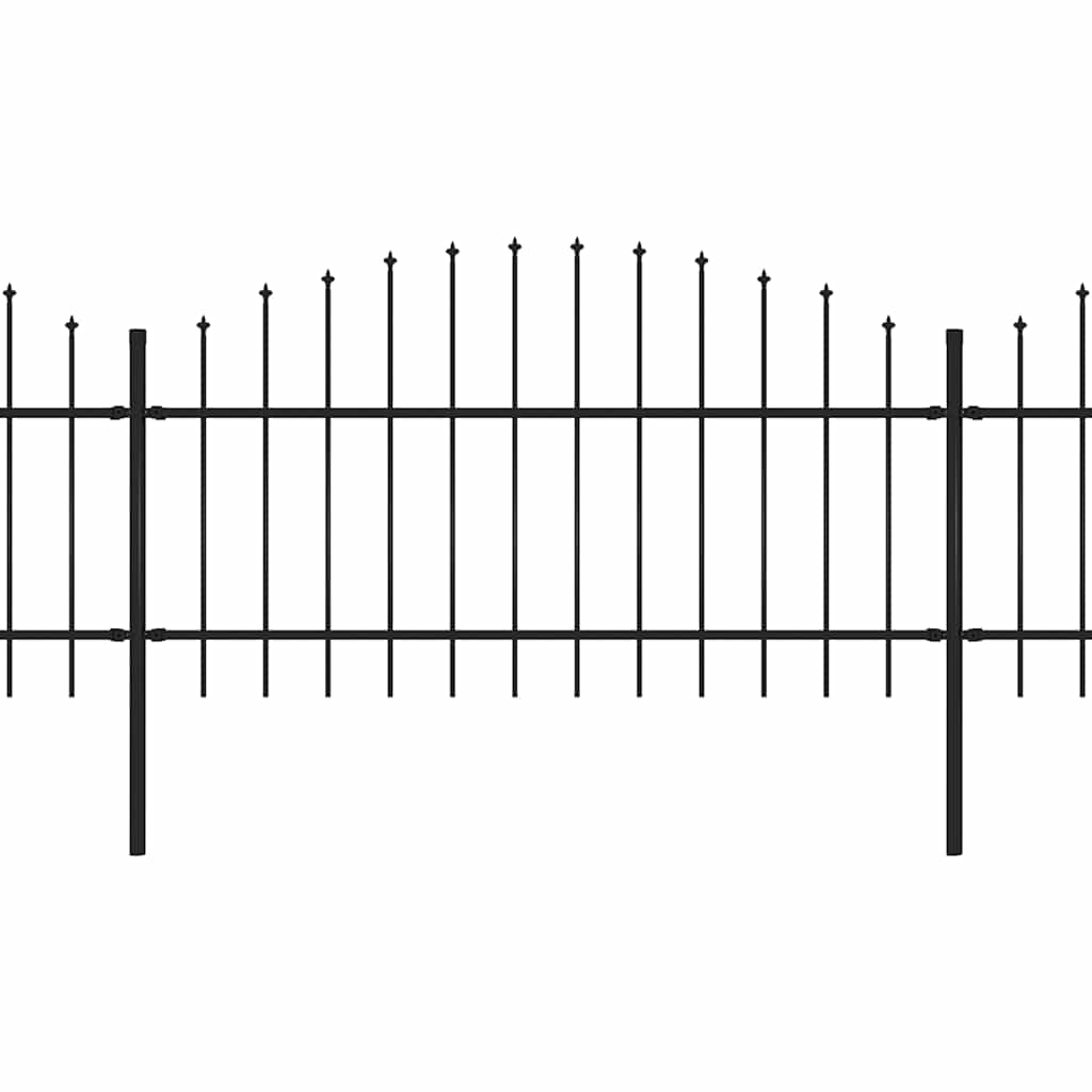 Gartenzaun mit Speerspitze Stahl 537 x 125 cm Schwarz