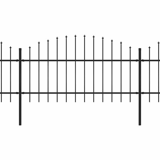 Gartenzaun mit Speerspitze Stahl 537 x 125 cm Schwarz