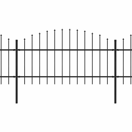 Gartenzaun mit Speerspitzen Stahl (1 - 1,25) x 13,6 m Schwarz