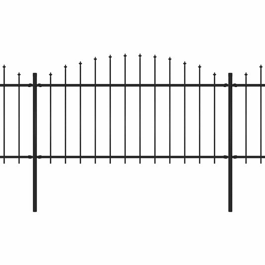 Gartenzaun mit Speerspitze Stahl 359 x 150 cm Schwarz