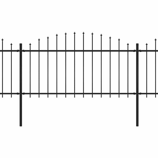 Gartenzaun mit Speerspitze Stahl 1070 x 150 cm Schwarz