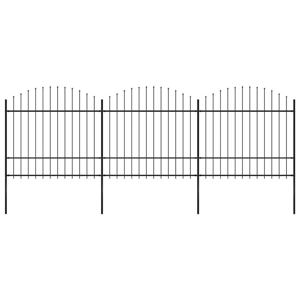 Gartenzaun mit Speerspitze Stahl 537 x 175 cm Schwarz