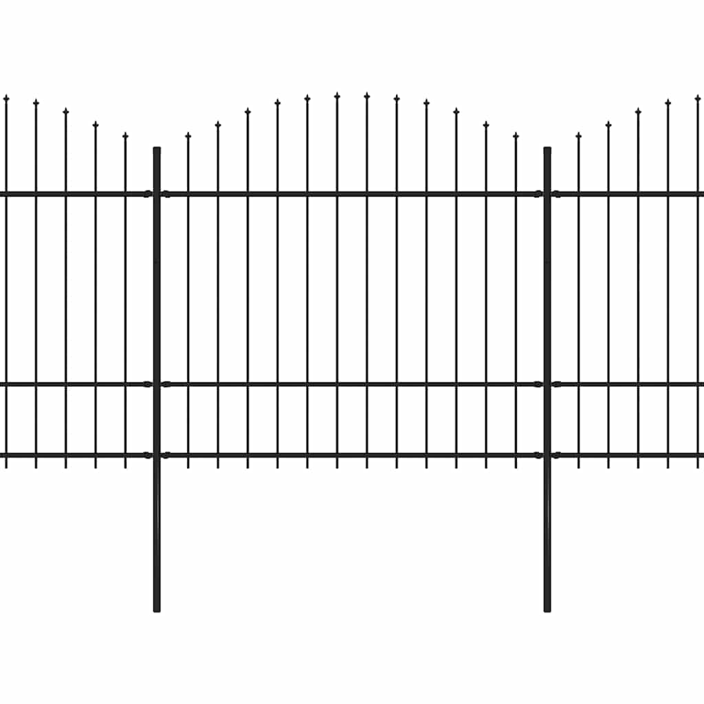 Gartenzaun mit Speerspitze Stahl 537 x 175 cm Schwarz