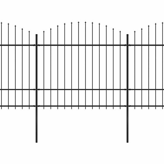 Gartenzaun mit Speerspitze Stahl 537 x 175 cm Schwarz