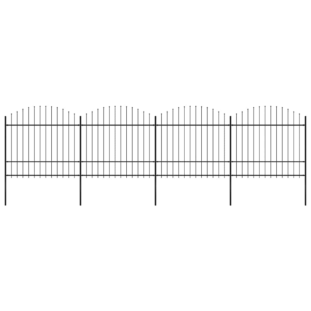 Gartenzaun mit Speerspitze Stahl 714,5 x 175 cm Schwarz