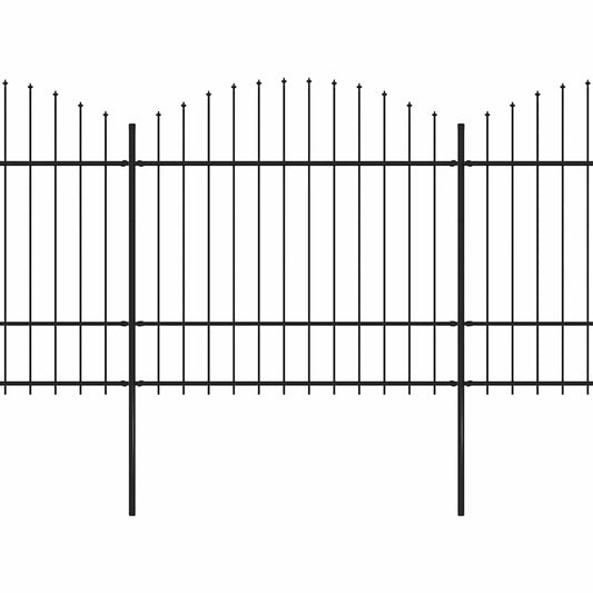 Gartenzaun mit Speerspitze Stahl 714,5 x 175 cm Schwarz