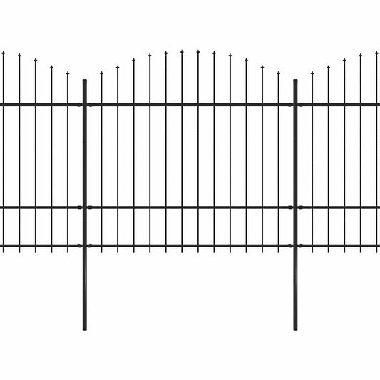 Gartenzaun mit Speerspitze Stahl 892,5 x 175 cm Schwarz