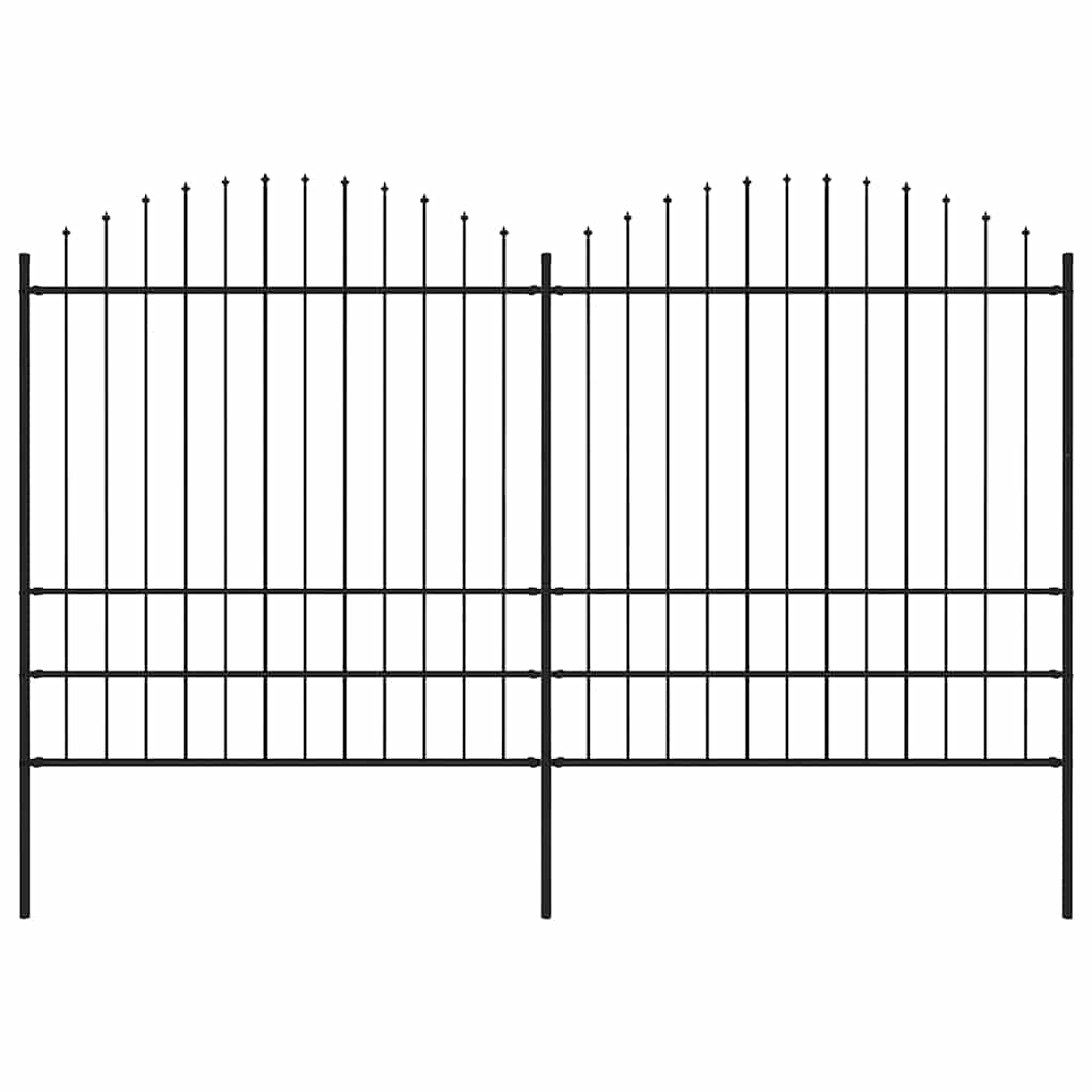 Gartenzaun mit Speerspitze Stahl 359 x 200 cm Schwarz