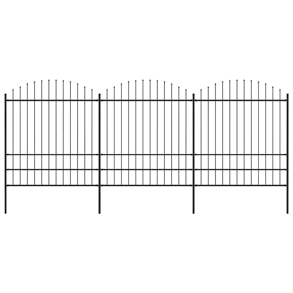 Gartenzaun mit Speerspitze Stahl 537 x 200 cm Schwarz