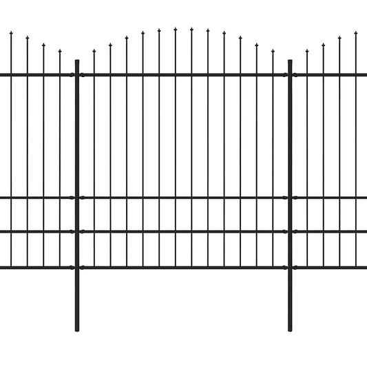 Gartenzaun mit Speerspitze Stahl 1070 x 200 cm Schwarz