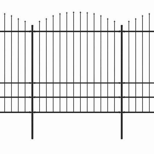 Gartenzaun mit Speerspitze Stahl 1603,5 x 200 cm Schwarz
