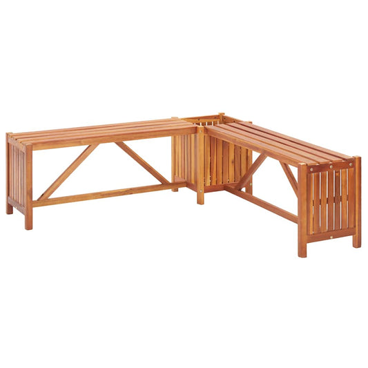 Havehjørnebænk med plantekasse 117×117×40 cm massivt akacietræ