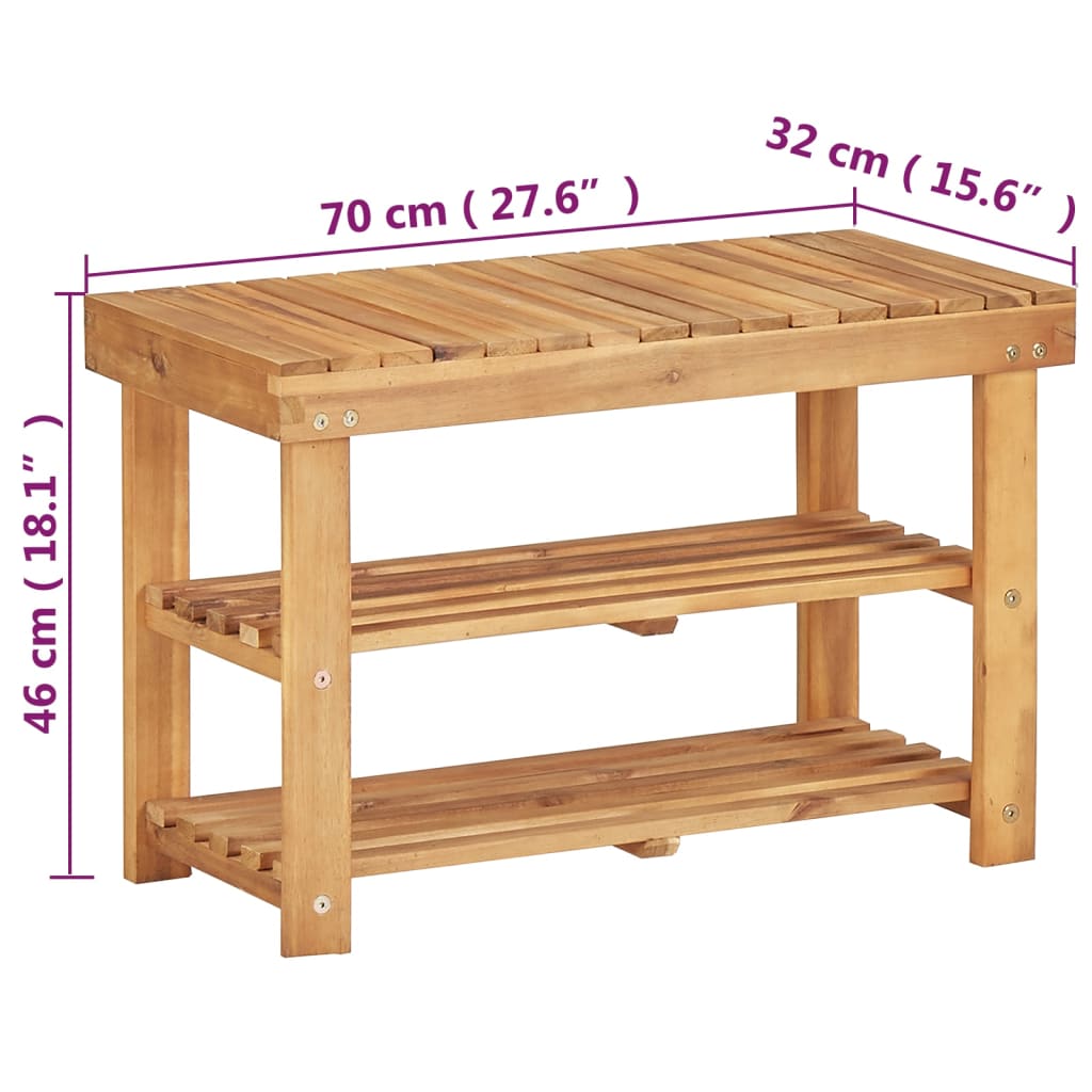 Schuhregal 70 × 32 × 46 cm Massivholz Akazie