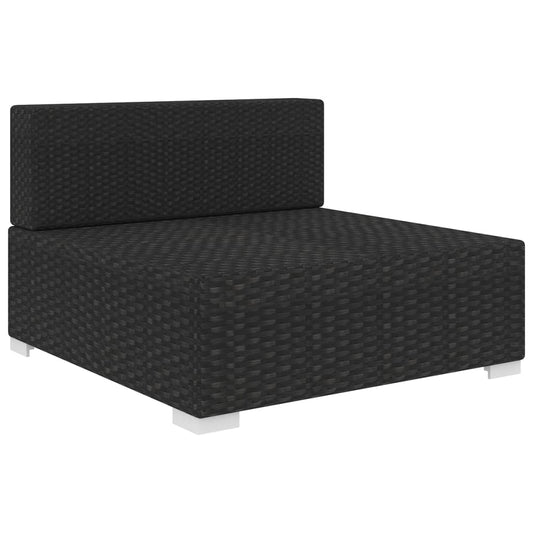 Modulopbygget sofa midtersektion 1 styk + puder Poly Rattan Sort