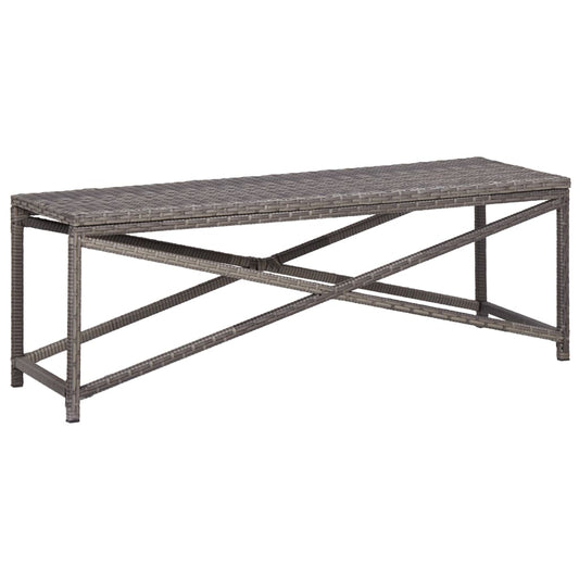 Havebænk 120 cm polyrattan grå