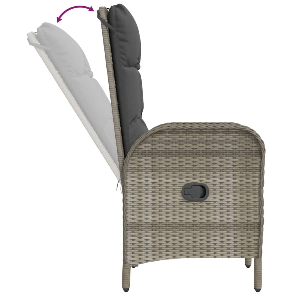 Havestole 2 stk. Poly Rattan Grå
