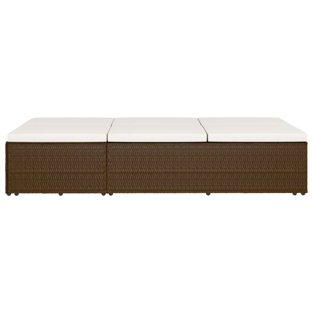 Solseng med pude polyrattan brun