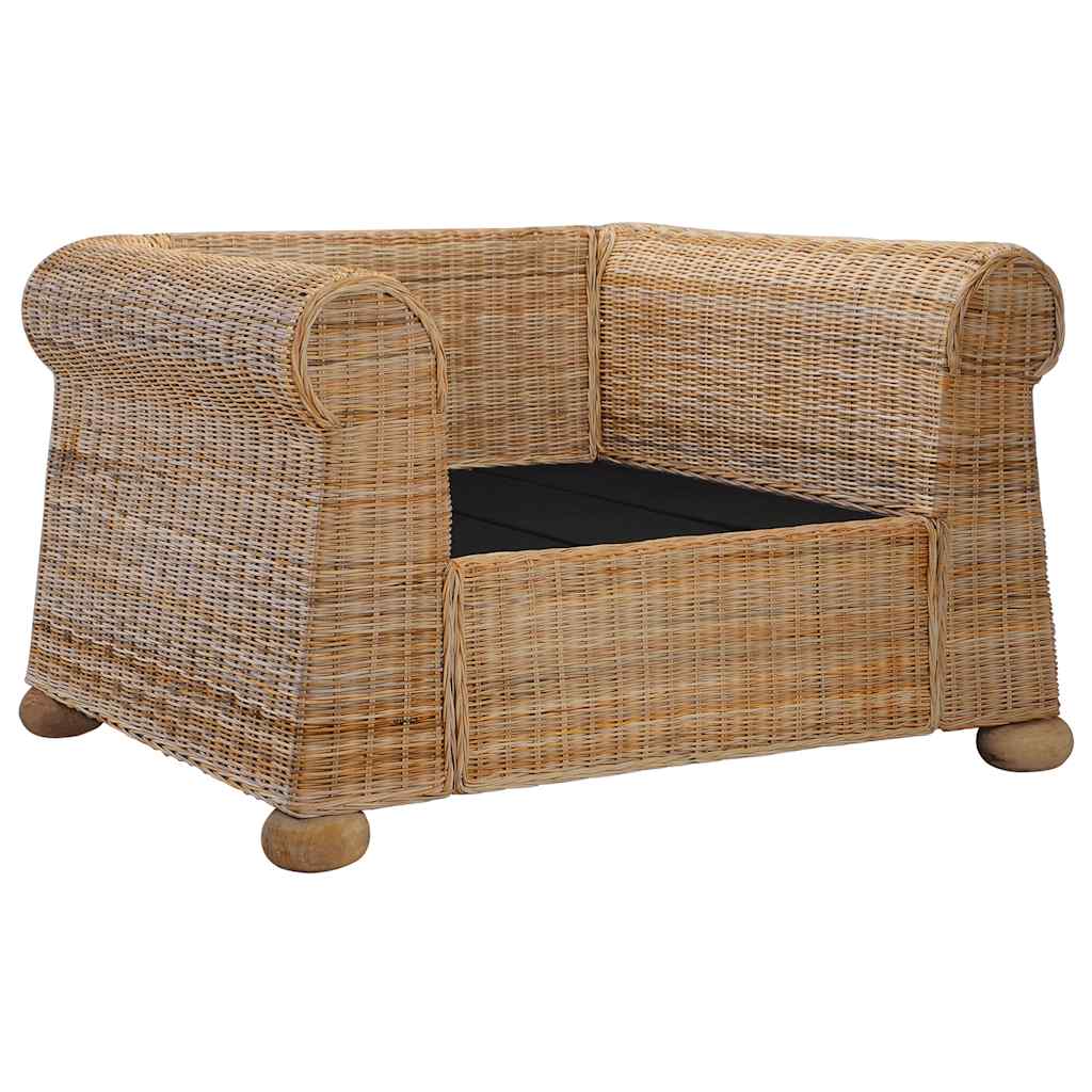 2-tlg. Sofagarnitur mit Kissen Natur Rattan