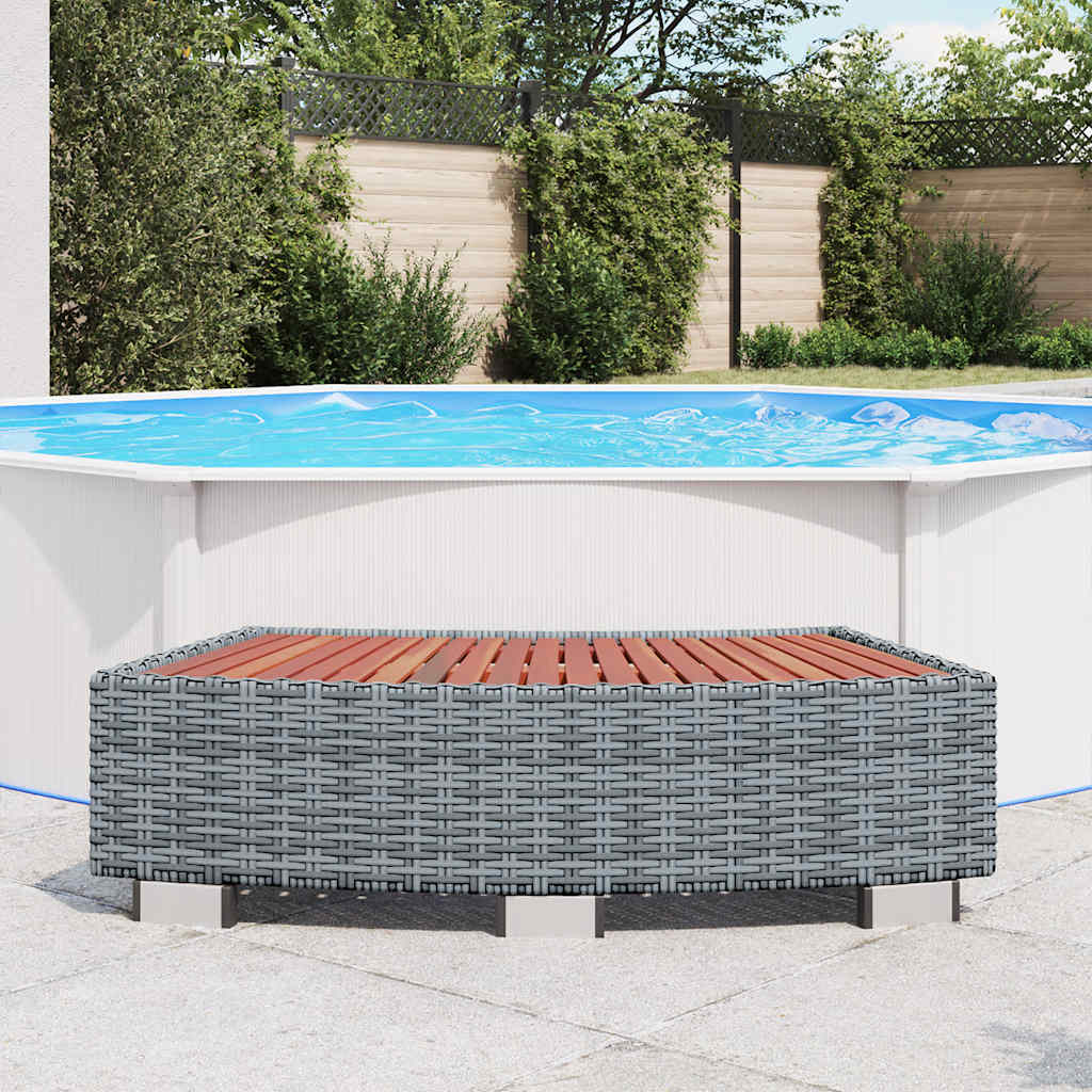 Spa-Einstiegsstufe Grau Poly Rattan 92×45×25 cm