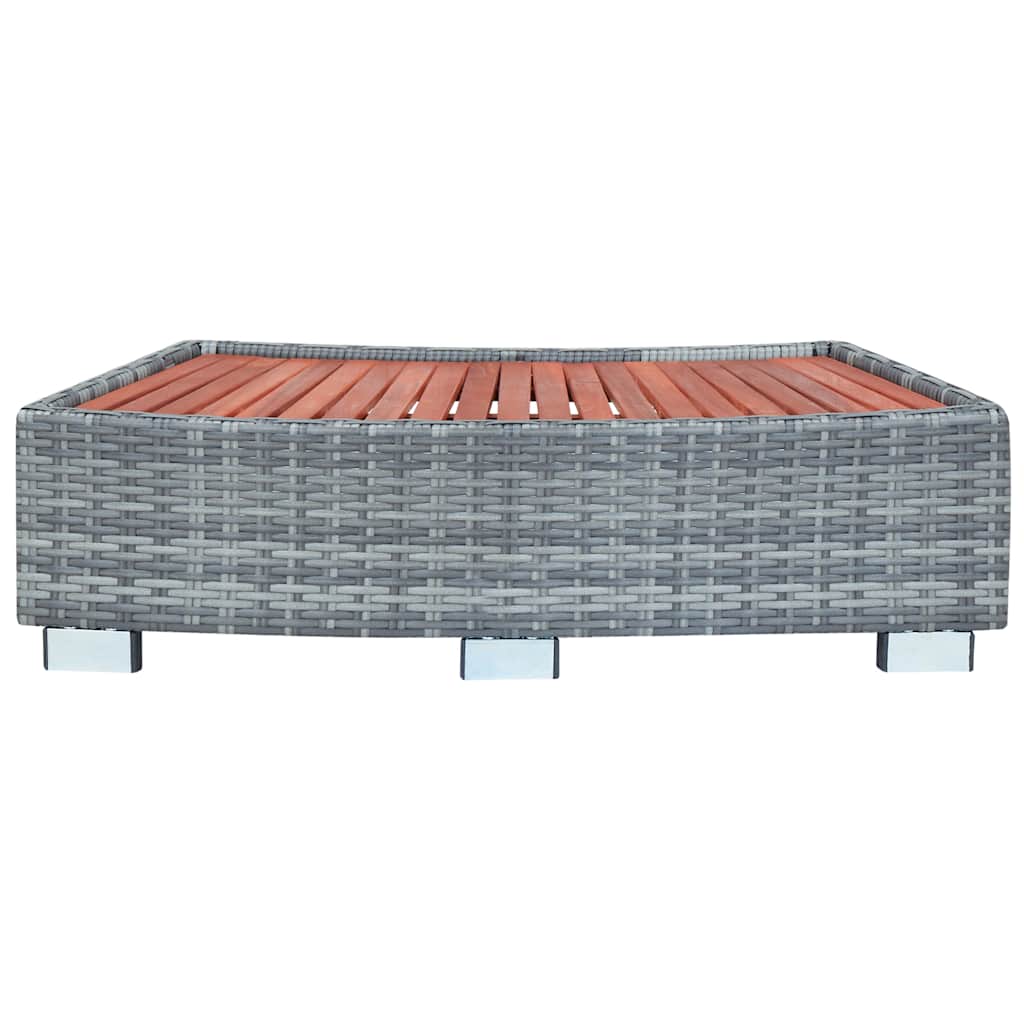 Spa-Einstiegsstufe Grau Poly Rattan 92×45×25 cm