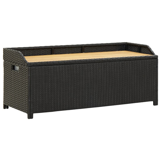 Bænk med opbevaringsplads 120 cm Poly Rattan Sort