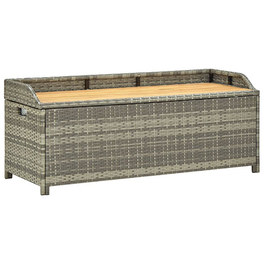 Havebænk med opbevaringsplads 120 cm polyrattan grå