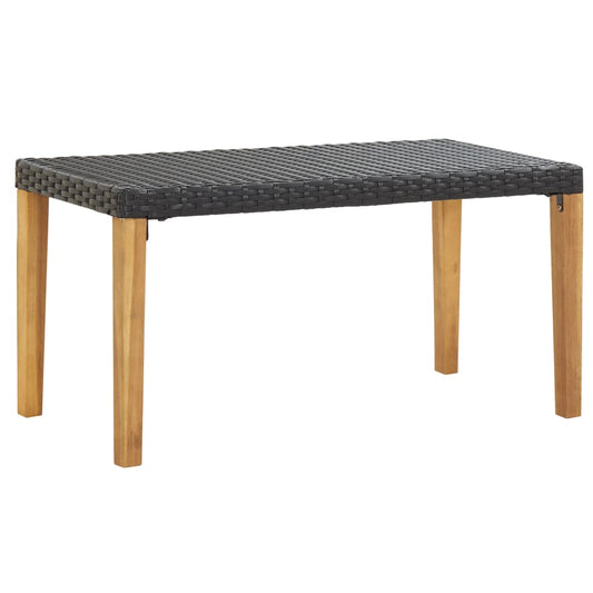 Havebænk 120 cm sort polyrattan og massivt akacietræ