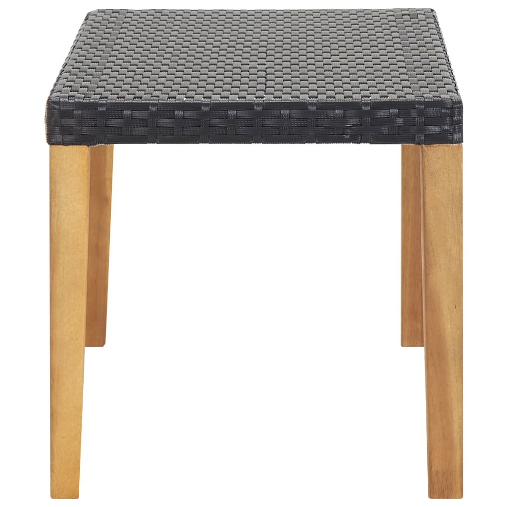 Havebænk 120 cm sort polyrattan og massivt akacietræ